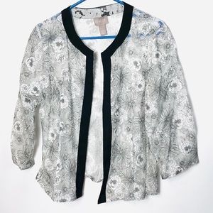 Chico’s garden view chiffon trim jacket cardigan